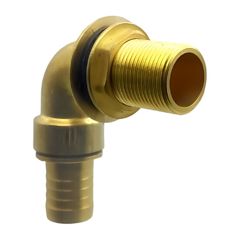 90° Tank Regen Tonnen Durchführung Messing Schlauch Tülle Stutzen 25mm (1") - Anschuss Set PN 10 bar