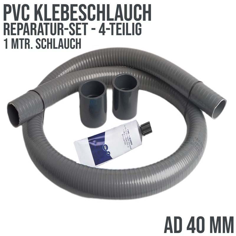 Rep.Set PVC-Klebeschlauch 40mm - 1 mtr.  (4-teilig)
