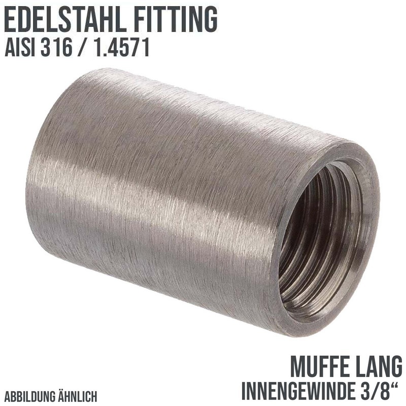 3/8" Edelstahl Fitting V4A AISI 316 Nr. 270 - Muffe lang (26,0 mm) Innengewinde IG - PN 16 bar