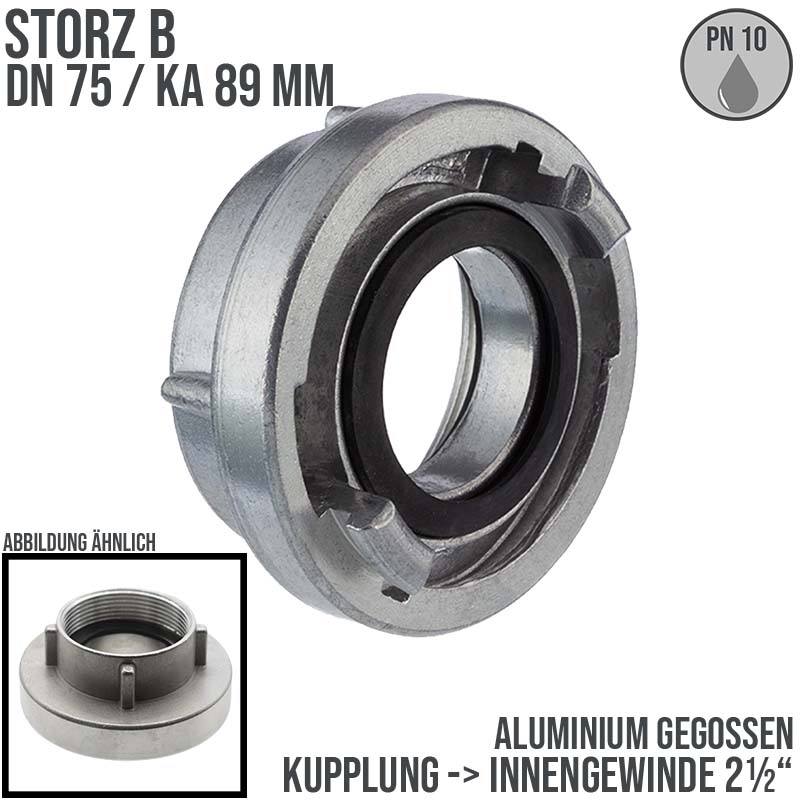 STORZ B DN 75 KA 89 Kupplung Innengewinde IG 2 1/2" Saug Bau Feuerwehr Schlauch Aluminium - PN 10 bar