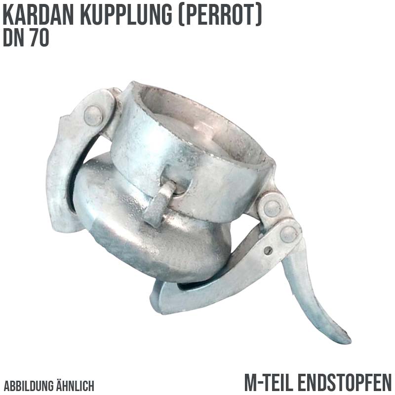 DN 70 Kardan Perrot Kupplung M-Teil Endstopfen Gülle Schlamm Schlauch
