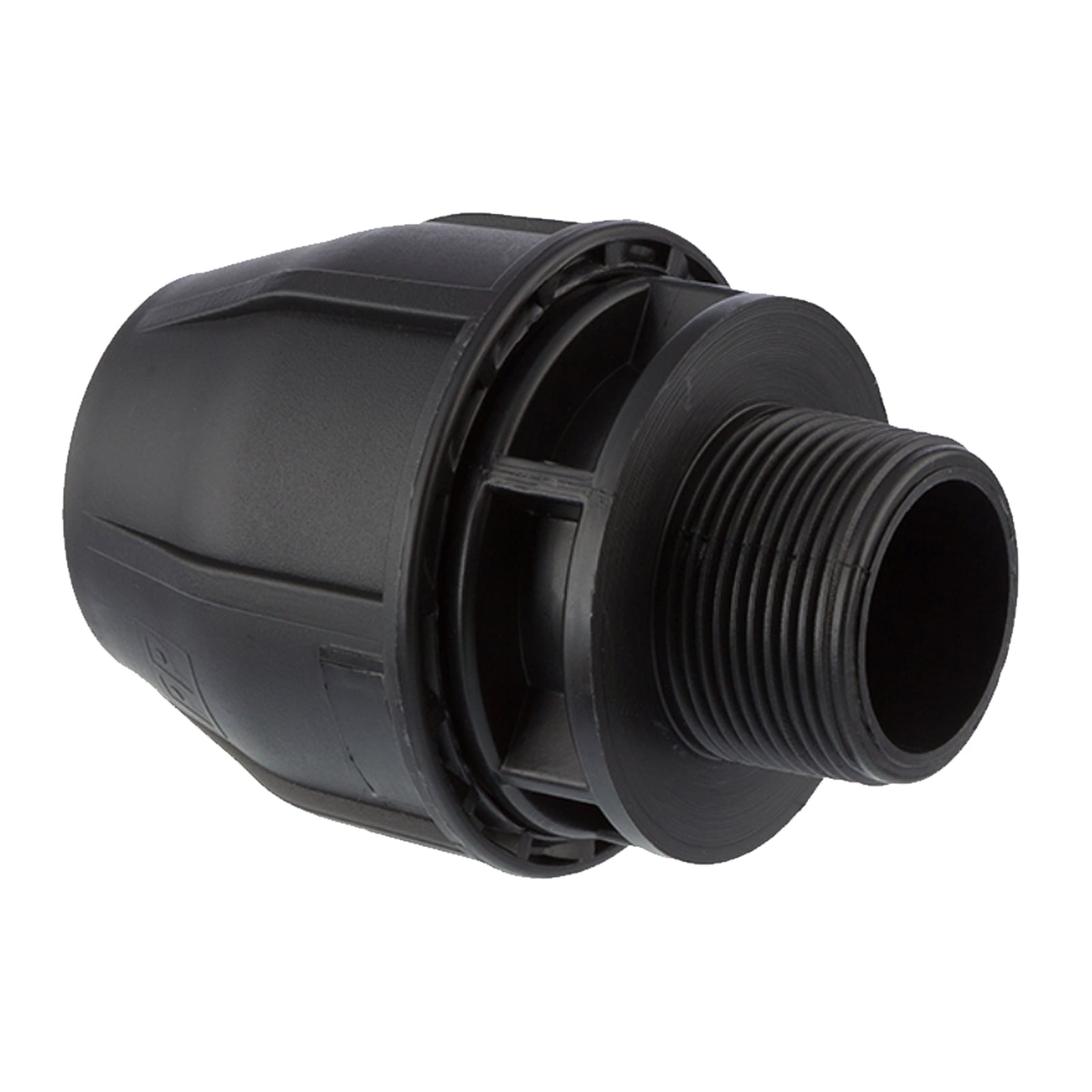 63 mm x 2" PE PP Fitting Klemm Verbinder Verschraubung Muffe Rohr Kupplung x AG schwarz - PN 16 bar