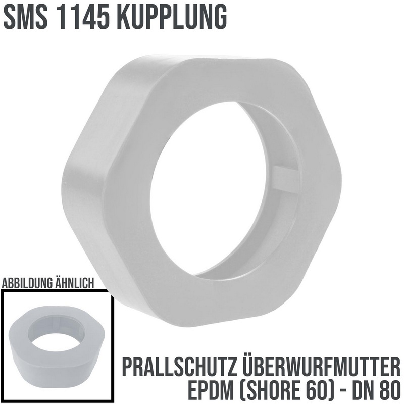 DN 80 SMS Kupplung 1145 Prallschutz Überwurfmutter ÜWM Gummi EPDM - weiss