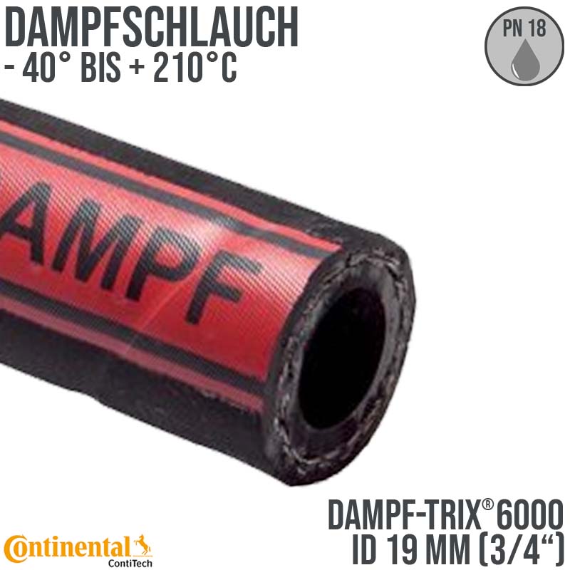 19 x 33 mm Dampf Heiss Wasser Schlauch EPDM DAMPF-TRIX 6000 - PN 18 bar