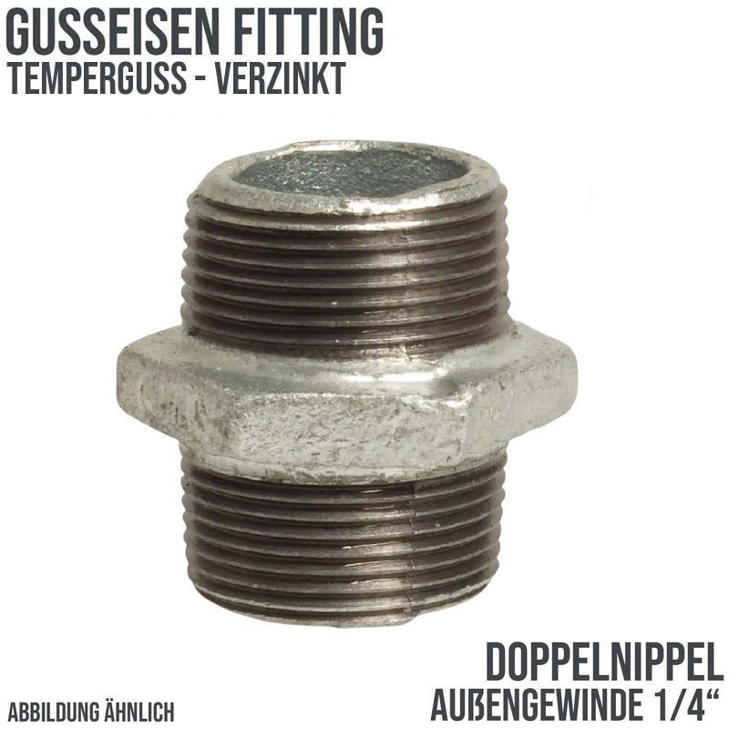 1/4" Gusseisen Temperguss Fitting Doppelnippel Nr. 280 Außengewinde AG DVGW PN 25 bar