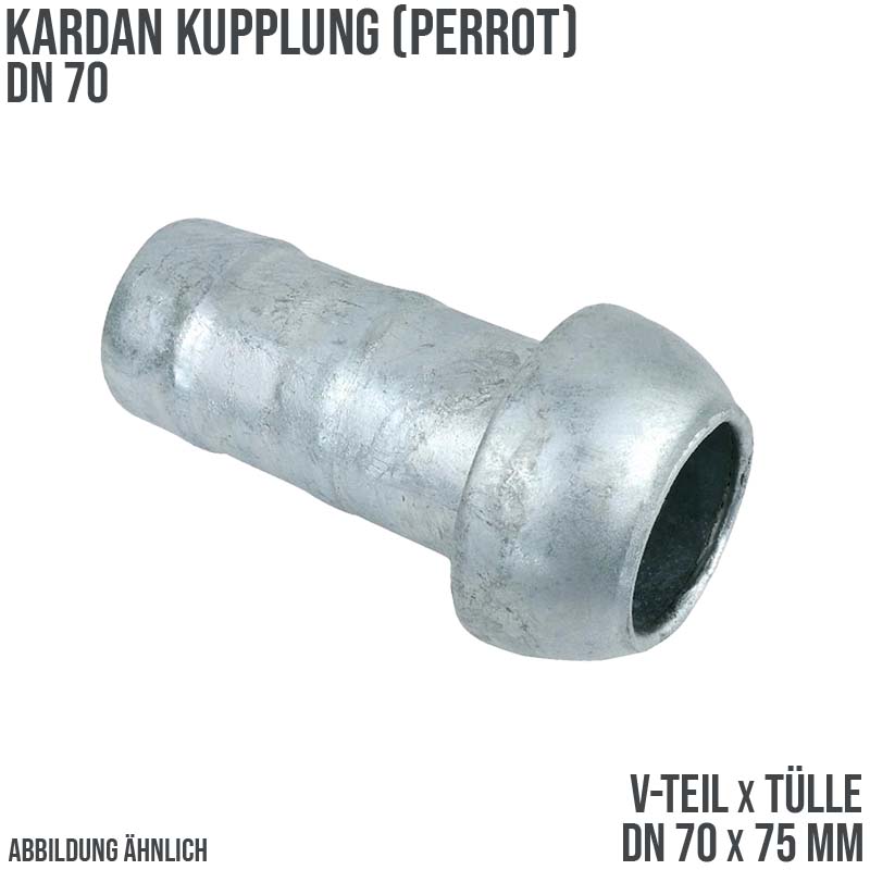 DN 70 Kardan Perrot Kupplung V-Teil mit Tülle Stutzen 75 mm Gülle Schlamm Schlauch