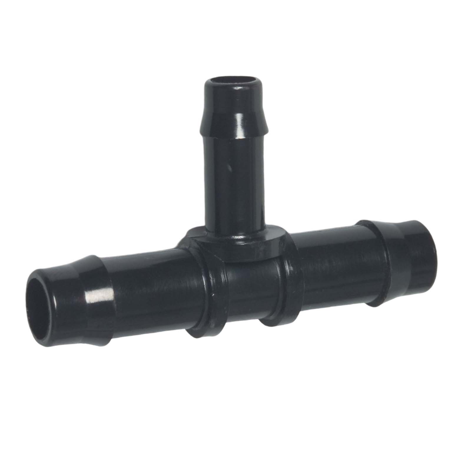 25 x 19 x 25 mm PA Nylon T-Stück Schlauch Verbinder Stutzen Doppel Tülle Kupplung Fitting WF schwarz PN 10 bar