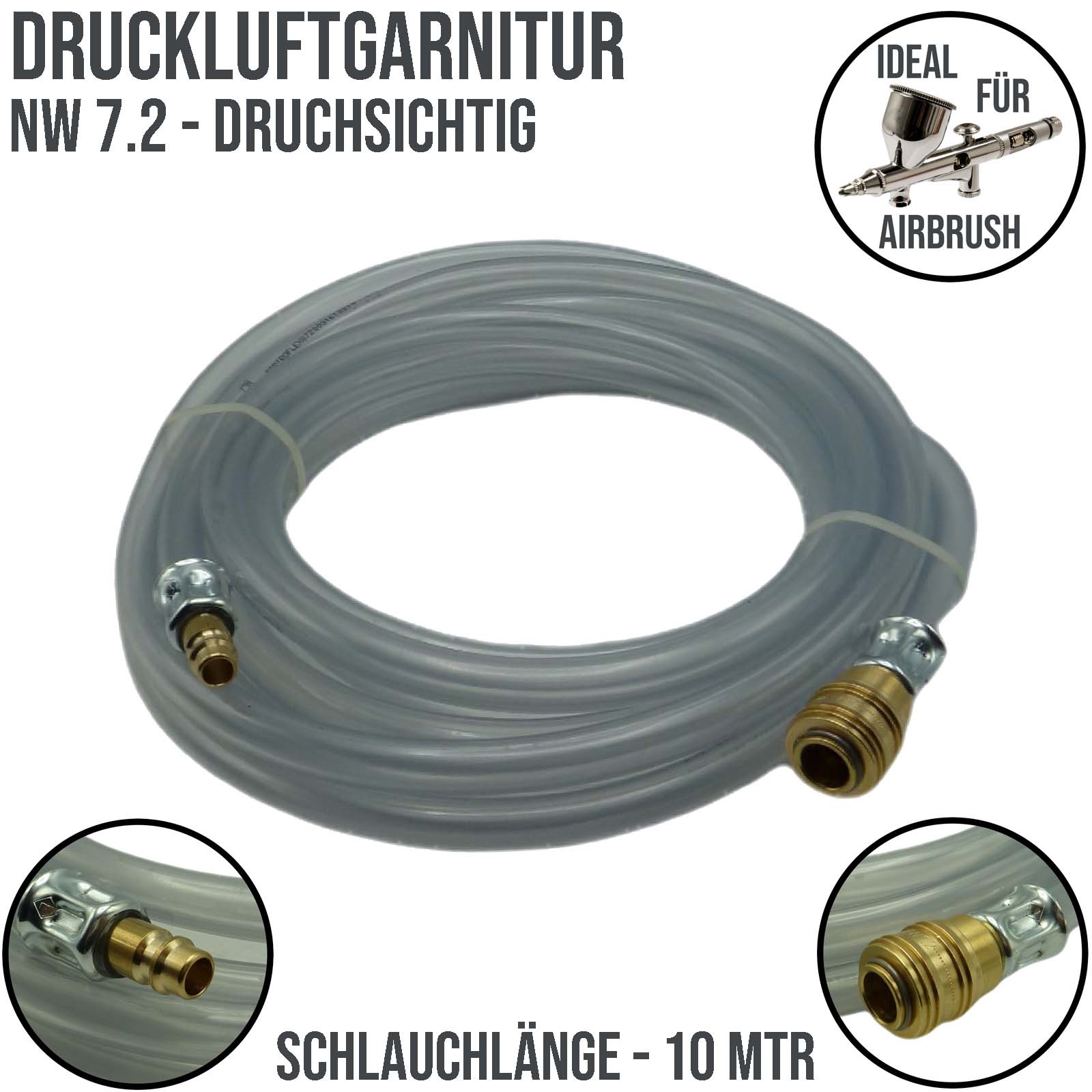 13 mm PVC Druckluft Pressluft Luft Kompressor Garnitur Schlauch Airbrush klar - PN 1,5 bar - 10 m