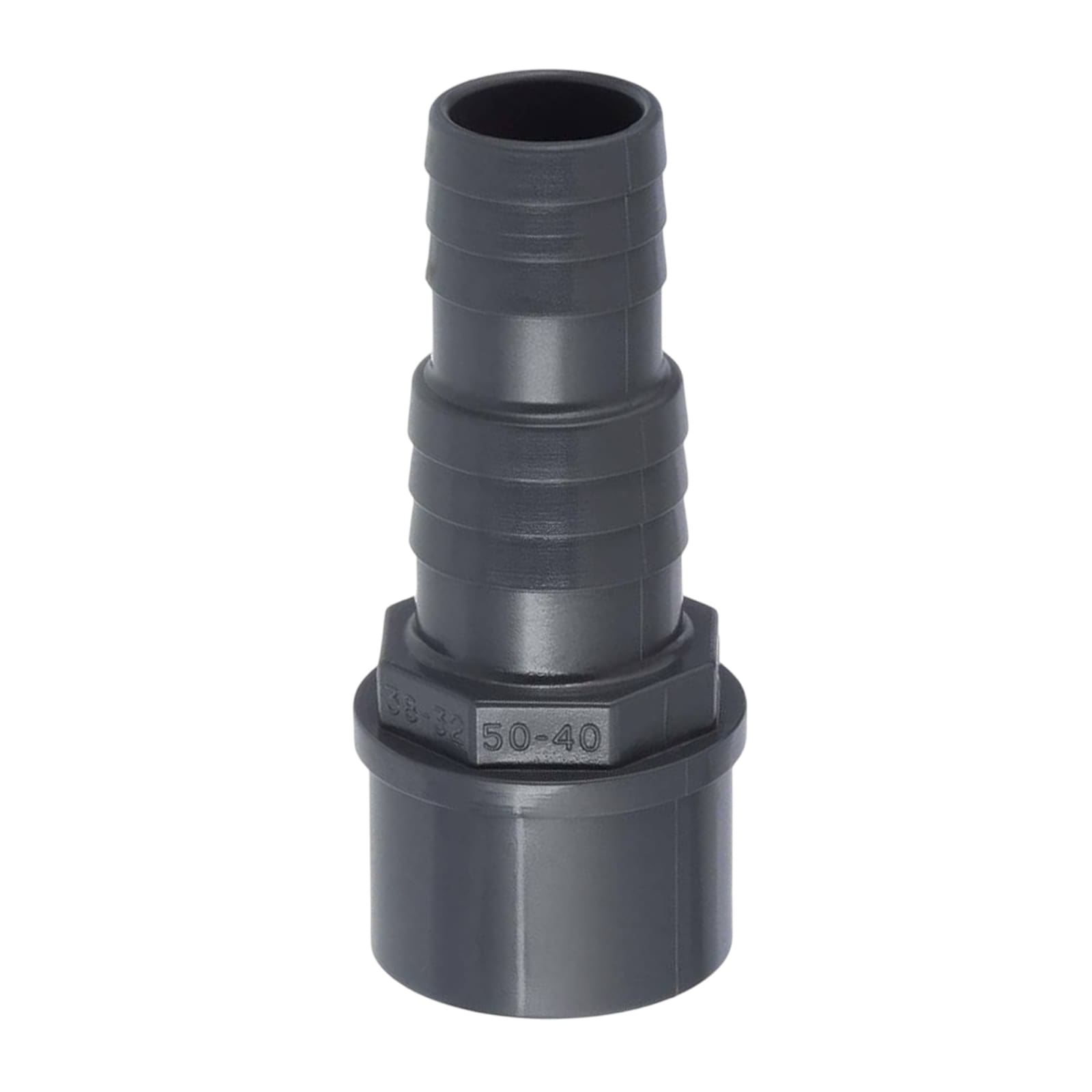 PVC-U Schlauch Verbinder - Klebetstutzen DN 50 -> Schlauchtülle 32 / 38 mm  PN 16 bar