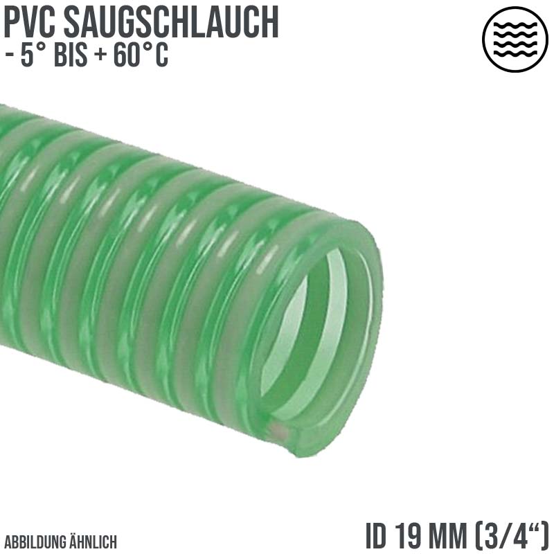 19 mm 3/4" Zoll Saug Ansaug Spiral Förder Pumpen Schlauch grün-weiß transparent PN 7 bar