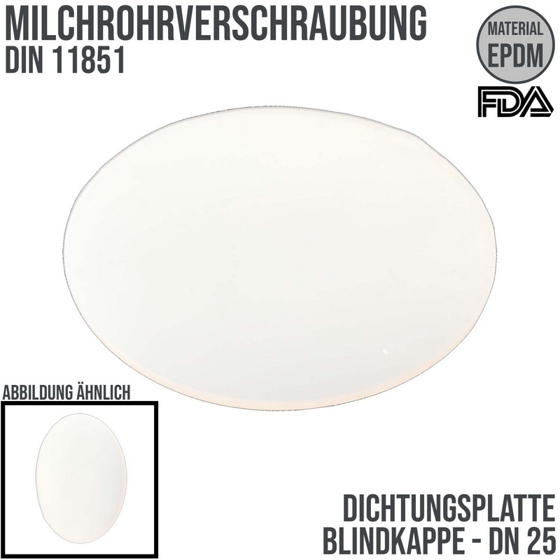 DN 25 Milchrohr DIN 11851 Dichtung Bild Platte Kappe Mutter EPDM FDA weiss