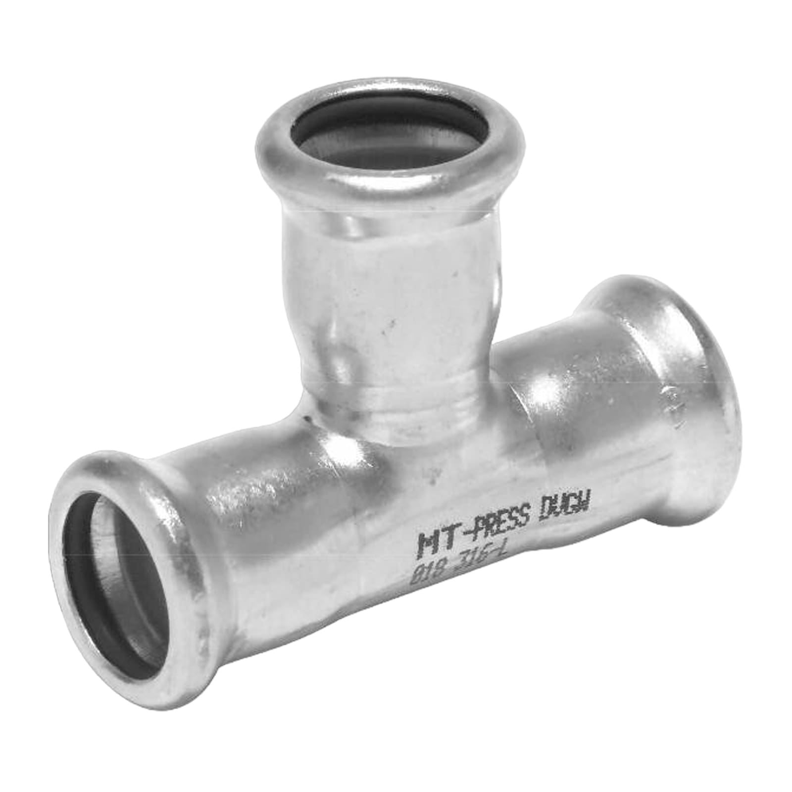 54 mm T-Stück 90° 3-fach Pressmuffe Edelstahl AISI 316 Fittings PN 16 bar