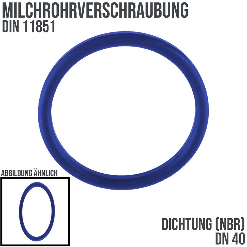 DN 40 Milchrohr DIN 11851 Dichtung NBR blau FDA - 42 x 52 x 5 mm