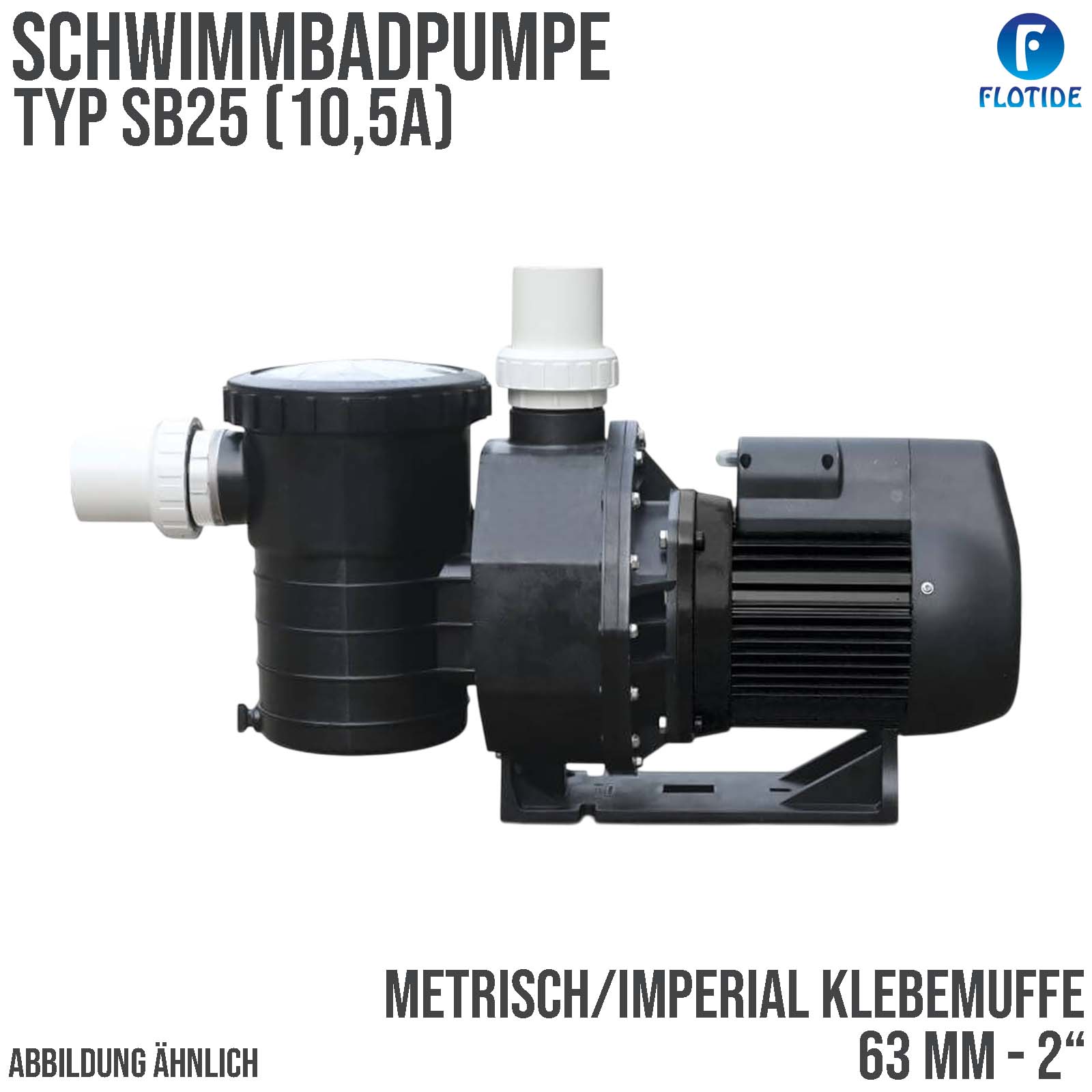 Schwimmbad Pool Pumpe SB30 10,5A 230VAC 63 mm 2" Anschluss Klebe Muffe schwarz