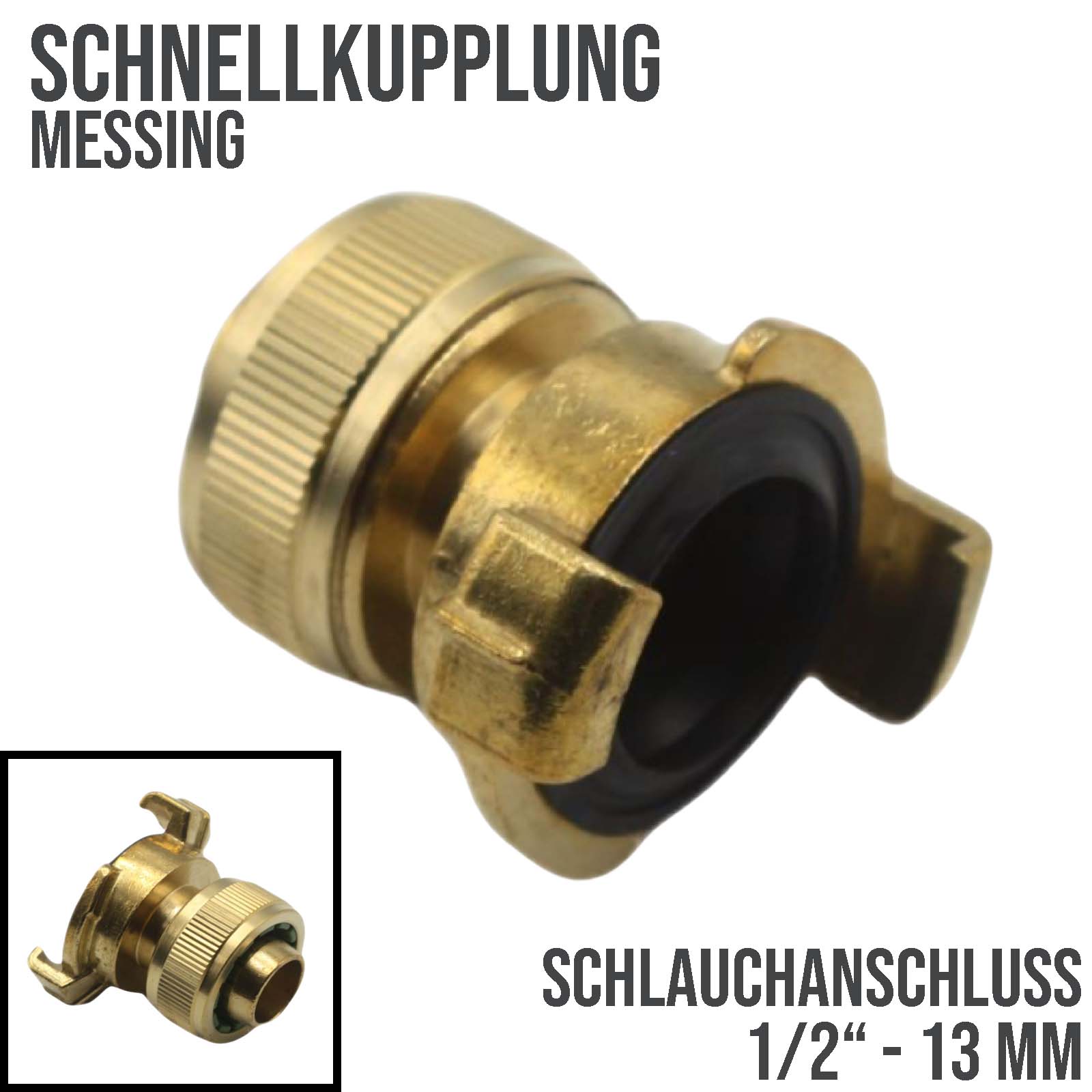 1/2" 13 mm Schlauchanschluss -> Schnellanschluss Klauen-Kuppung Übergangsstück Messing (Gardena kompatibel)