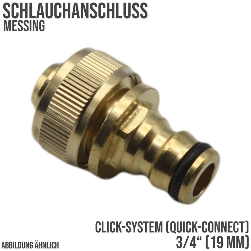3/4" - 19 mm Schlauchanschluss Stecker Click-System Quick Connect Schlauchstück Messing (Gardena kompatibel)