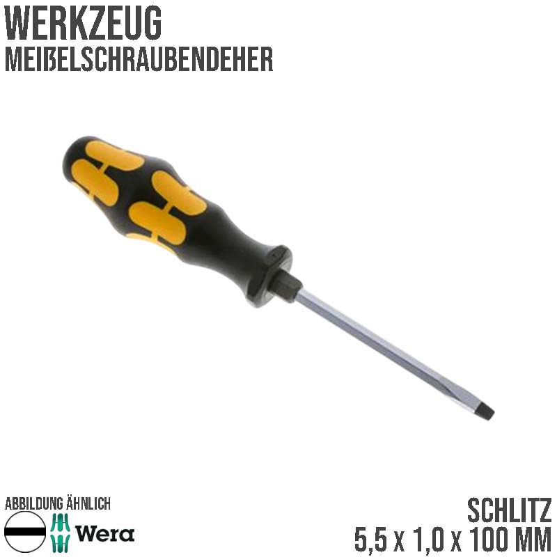5,5 x 1,0 x 100 mm Schlitz Schrauben Meißel Dreher Zieher -  Wera Kraftform Plus 900