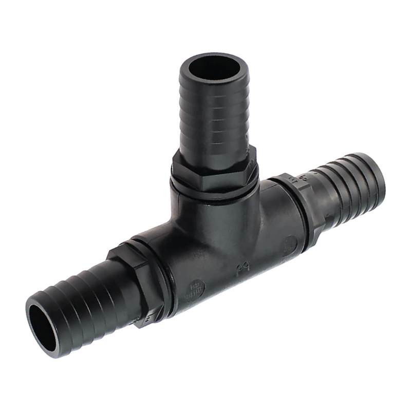 38 mm T-Stück 90° PP Schlauch Verbinder 3-fach Stutzen Tülle Pool Teich Garten schwarz - PN 6 bar