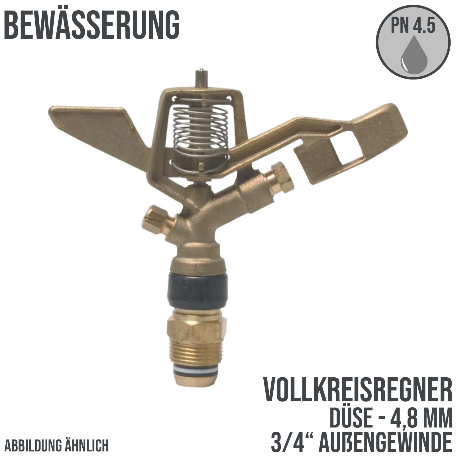 Voll Kreis Regner Außengewinde AG 3/4" Düse 4,8 mm Messing - PN 4.5 bar