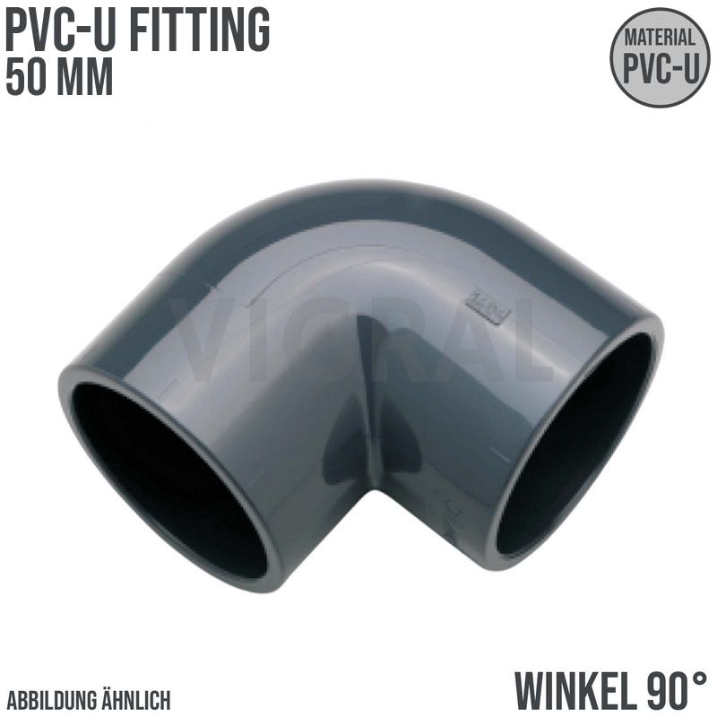 50 mm PVC Klebe Fitting Winkel 90° Muffe Verbinder - PN 16 bar