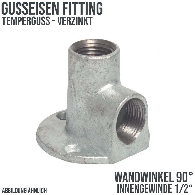 1/2" Gusseisen Temperguss Fitting Nr. 471 Wandwinkel 90° Innengewinde IG PN 25 bar