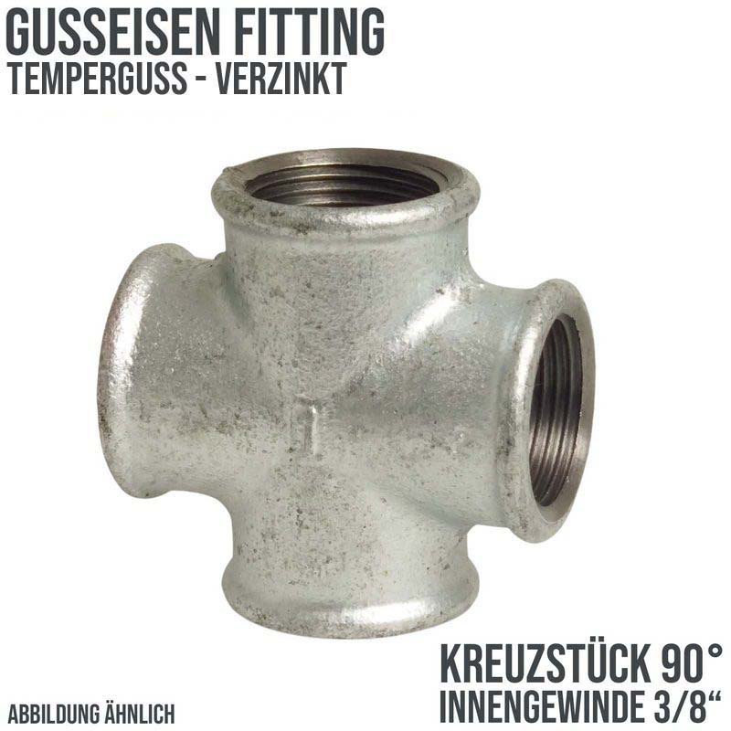 3/8" Gusseisen Temperguss Fitting Nr. 180 Kreuzstück Innengewinde IG PN 25 bar