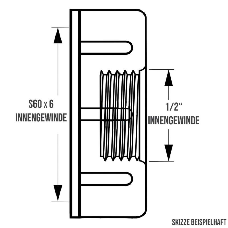 S60 x 6 IBC Adapter mit Innengewinde IG 1/2" Container Fass Tank Zubehör PN10 bar