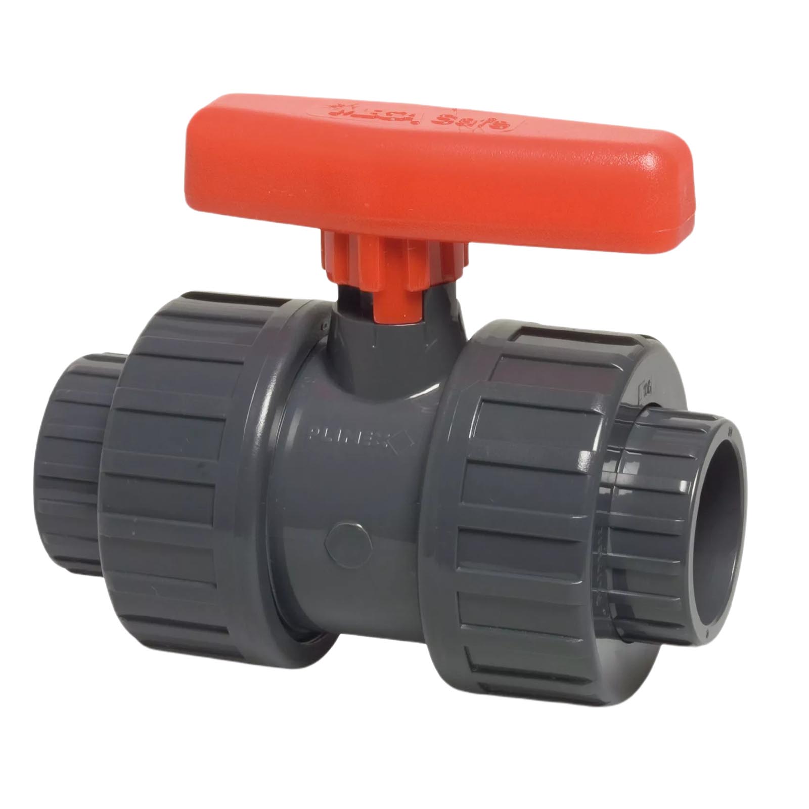 110 mm PVC Kugel Absperr Hahn Ventil beidseitige Klebemuffe Fitting PN 10 bar - roter Griff