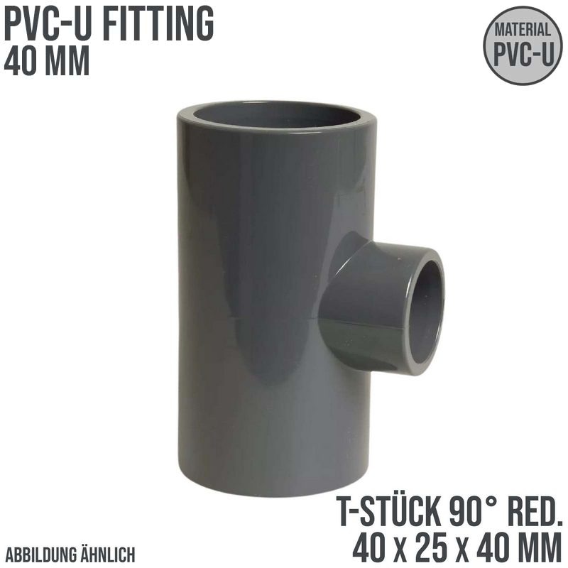 40 mm PVC Klebe Fitting T-Stück 90° Winkel reduziert 40 x 25 x 40 mm Muffe Verbinder - PN 16 bar