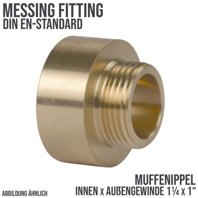 1 1/4" x 1" Muffen Nippel Nr. 246 Innen x Außengewinde IG x AG Messing Fittings PN 30 bar