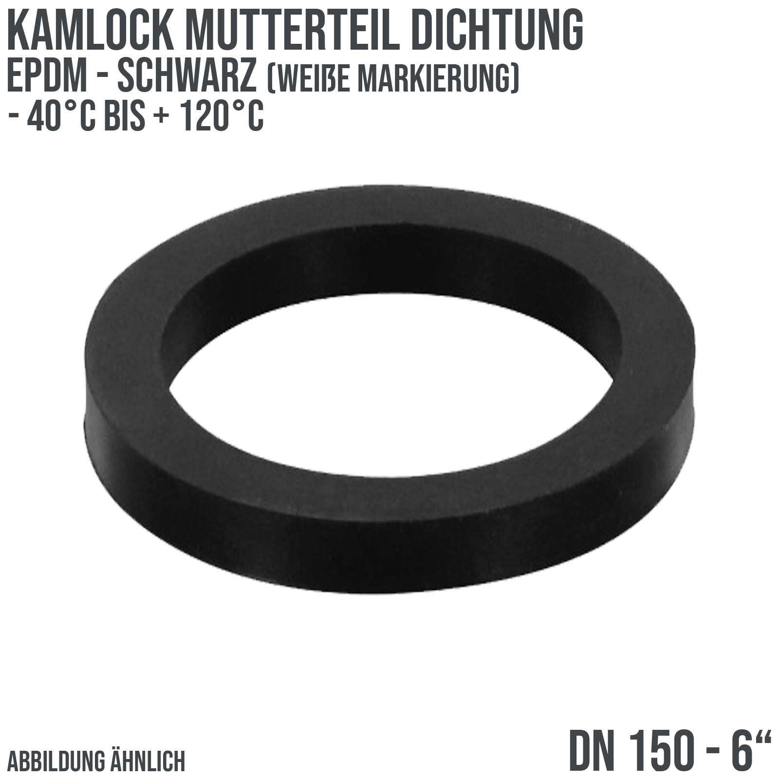 6" Zoll Kamlock Dichtung Mutterteil Kupplung schwarz/weiß DN 150
