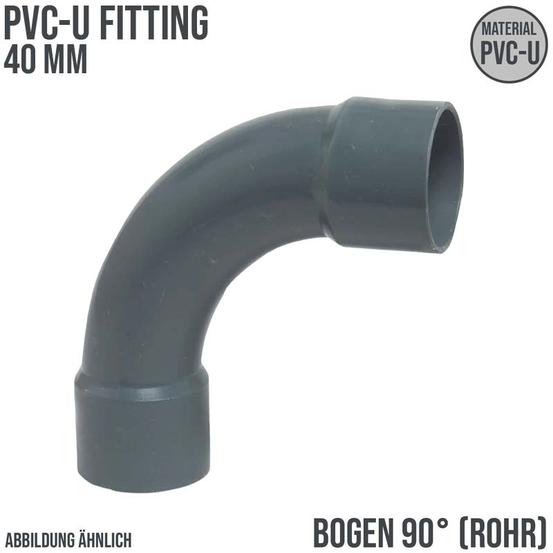40 mm PVC Klebe Fitting Bogen Winkel 90° (Rohr) Muffe Verbinder - PN 10 bar