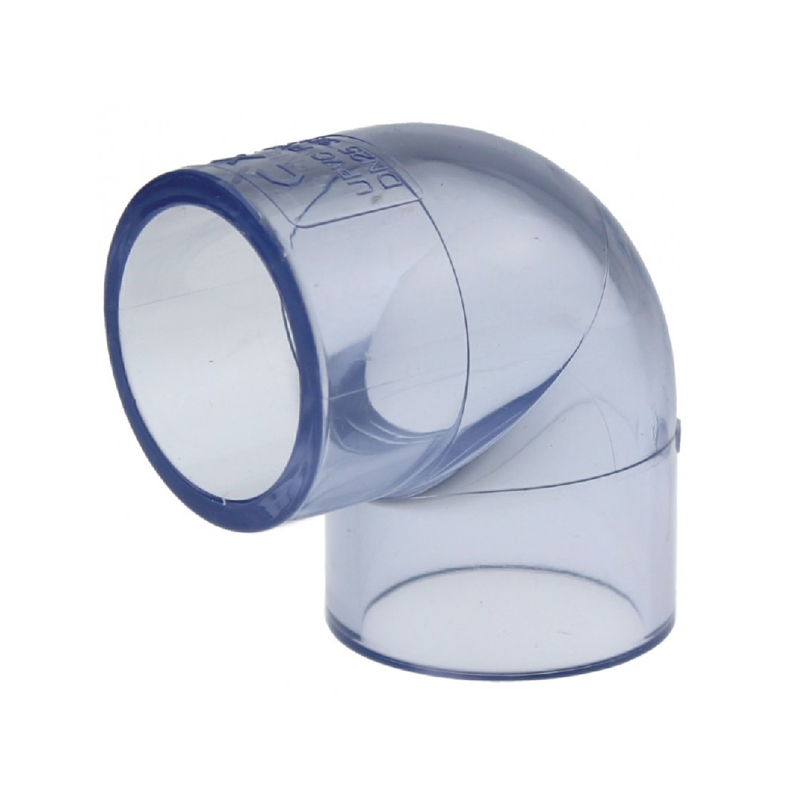 110 mm PVC Klebe Fitting Winkel 90° Muffe Verbinder - transparent durchsichtig - PN 16 bar