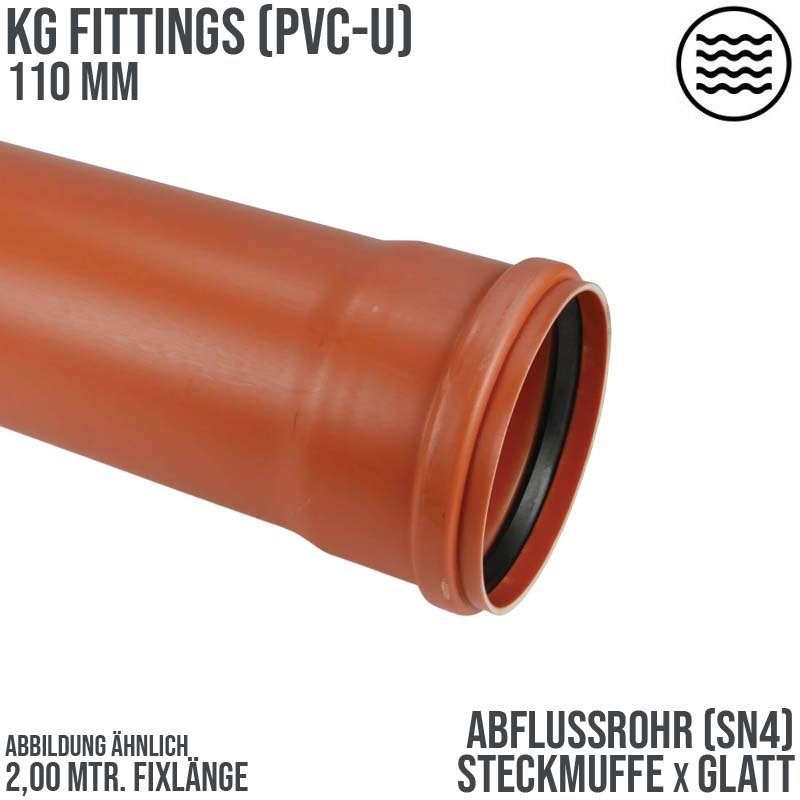 110 x 3,2 mm PVC Abfluß Abwasser HT KG Rohr SN4 rostbraun - 2,0 m Fixlänge
