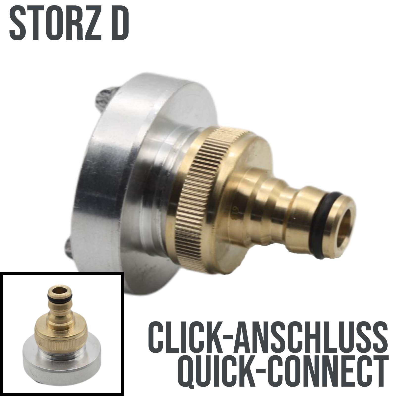 STORZ D DN 25 KA 31 Übergangsstück Adapter -> Click-Anschluss Quick-Connect Messing Pumpen Anschluss