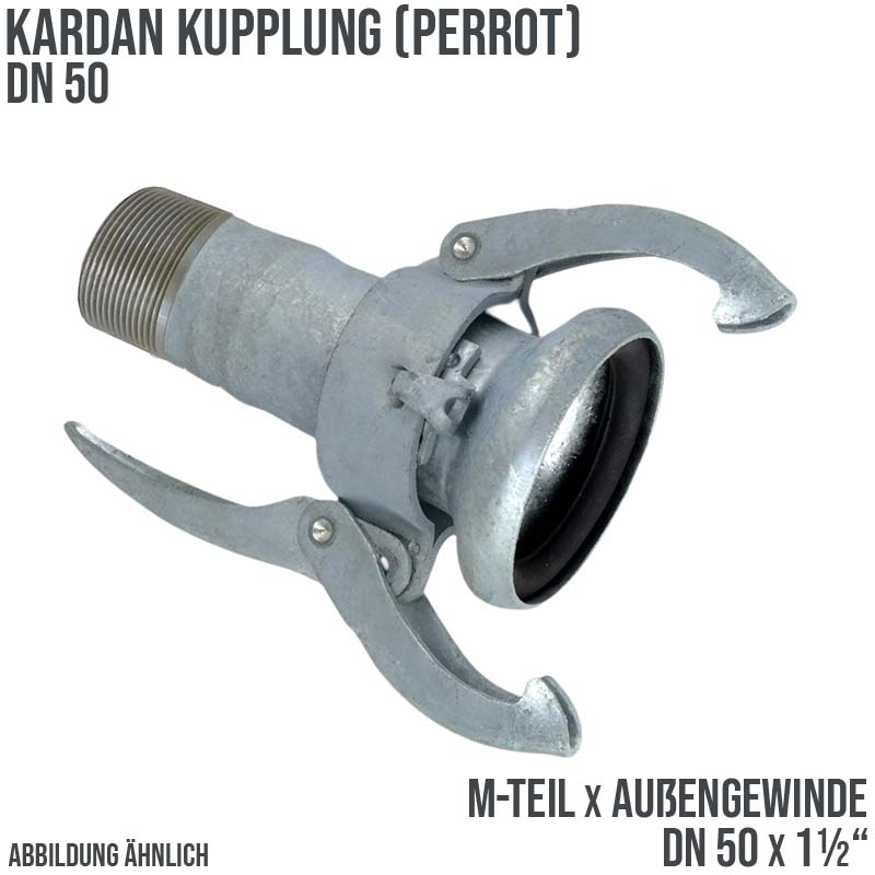 DN 50 Kardan Perrot Kupplung M-Teil mit Außengewinde 1 1/2" Zoll Gülle Schlamm Schlauch