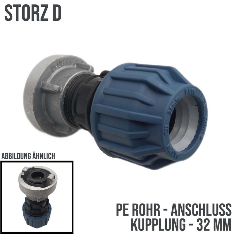 STORZ D DN 25 KA 31 Übergangsstück Adapter -> 32 mm PE Kupplung Rohr Klebeschlauch