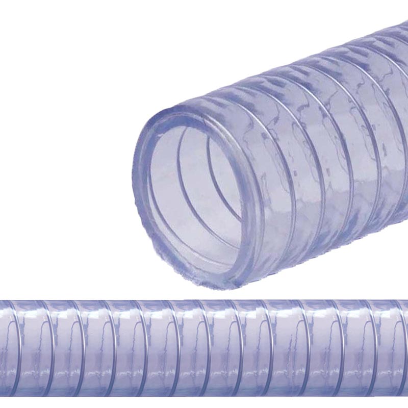 38 mm 1 1/2" Zoll Saug Ansaug Druck Abwasser Pumpen Schlauch Stahlspirale transparent PN 4 bar