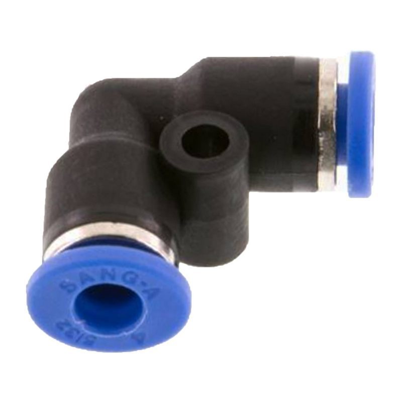 16 mm Pneumatik Steck Verbinder IQS Winkel 90° blau/schwarz PA PU Schlauch - PN 20 bar