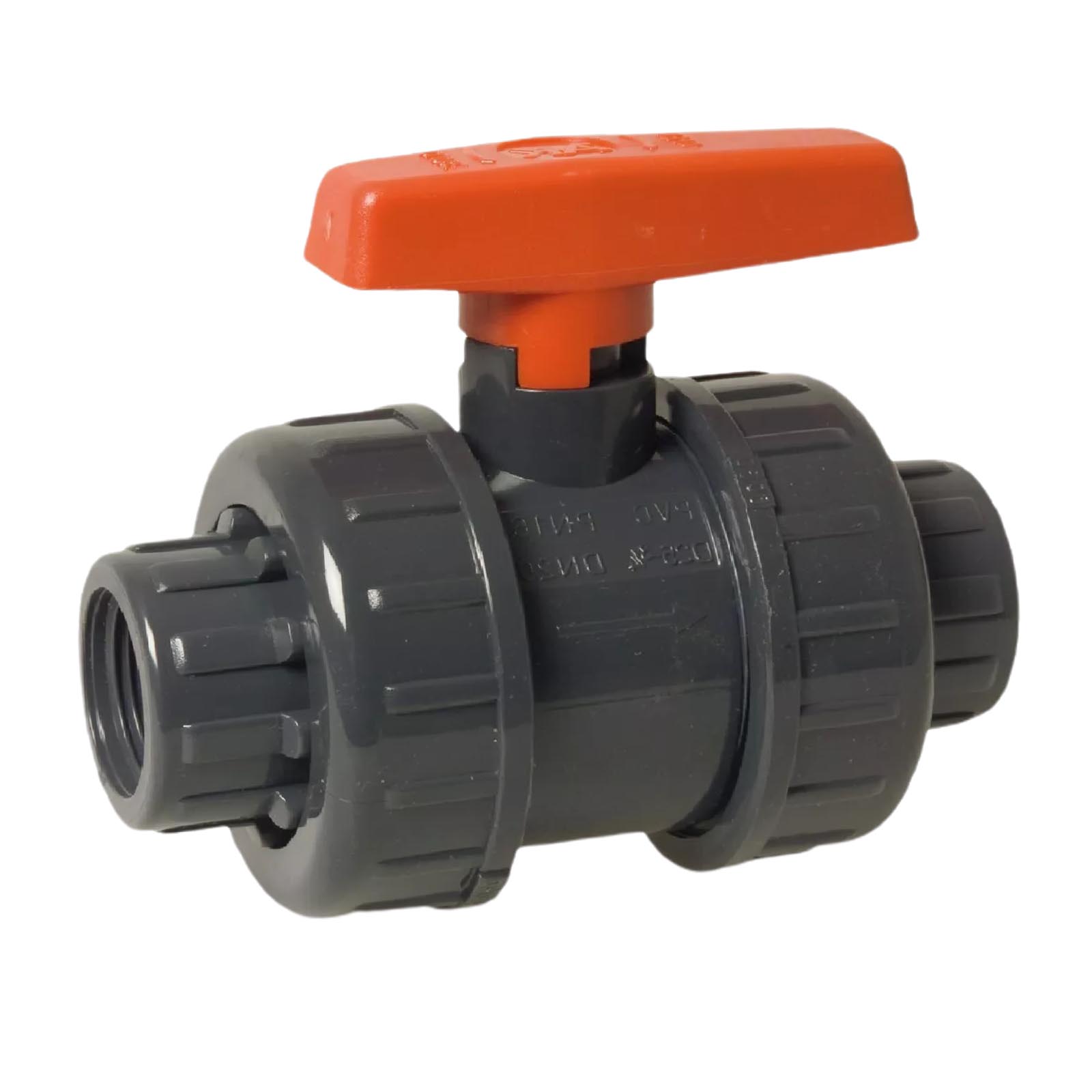 2" PVC Kugel Absperr Hahn Ventill beitseitiges Innengewinde PN 10 bar - roter Griff