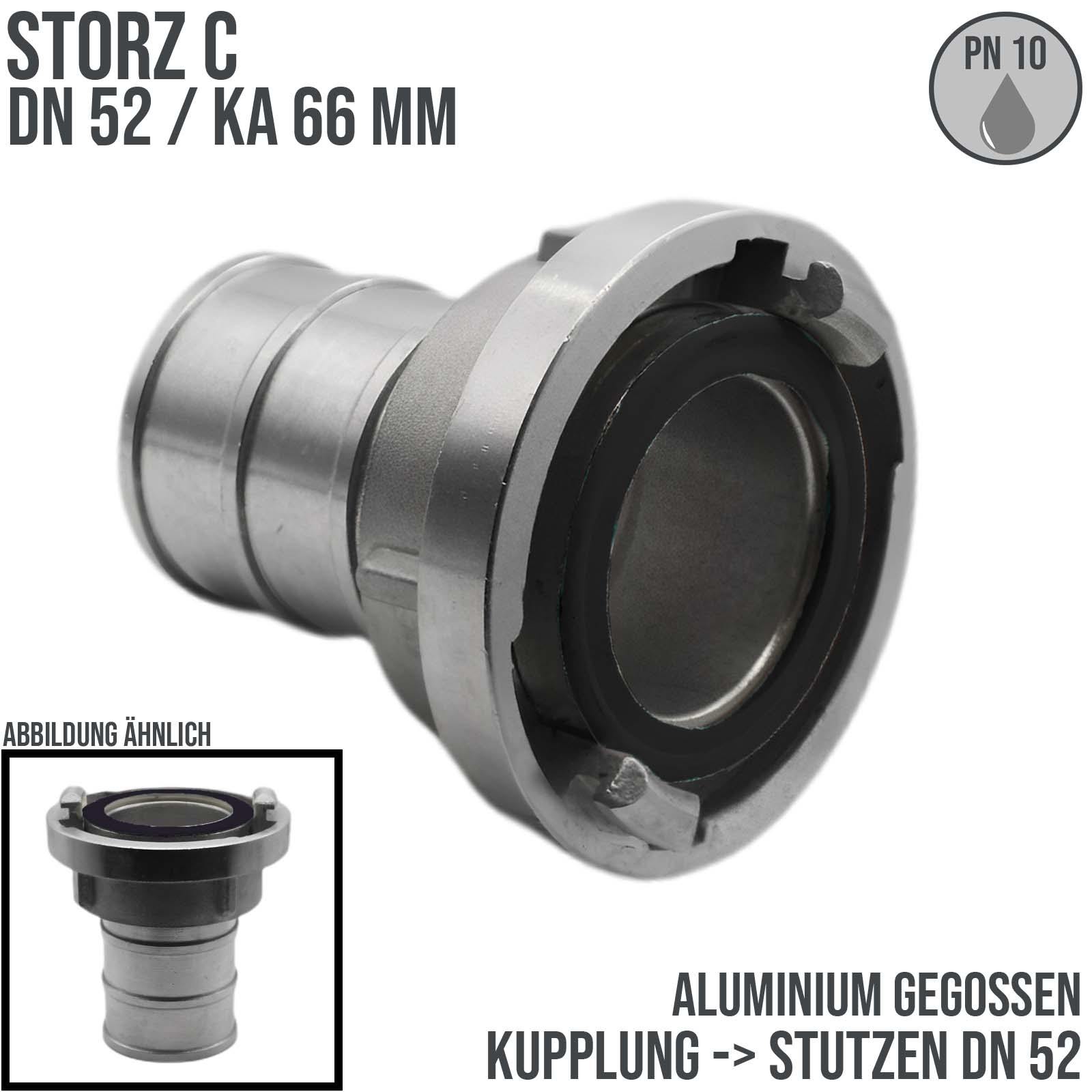 STORZ C DN52 KA66 Saug Kupplung -> Stutzen Tülle DN52 KA66 Bau Feuerwehr Schlauch PN 10 bar