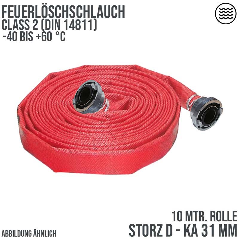 STORZ D KA 31 25 mm 1" Feuerlösch Feuerwehr Pumpen Industrie Schlauch rot CLASS 2 PN 16 bar - 10 m