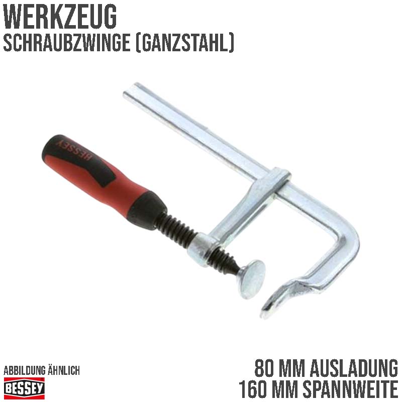 160 mm Spannweite Ganzstahl Schraubzwinge - 80 mm Ausladung Bessey