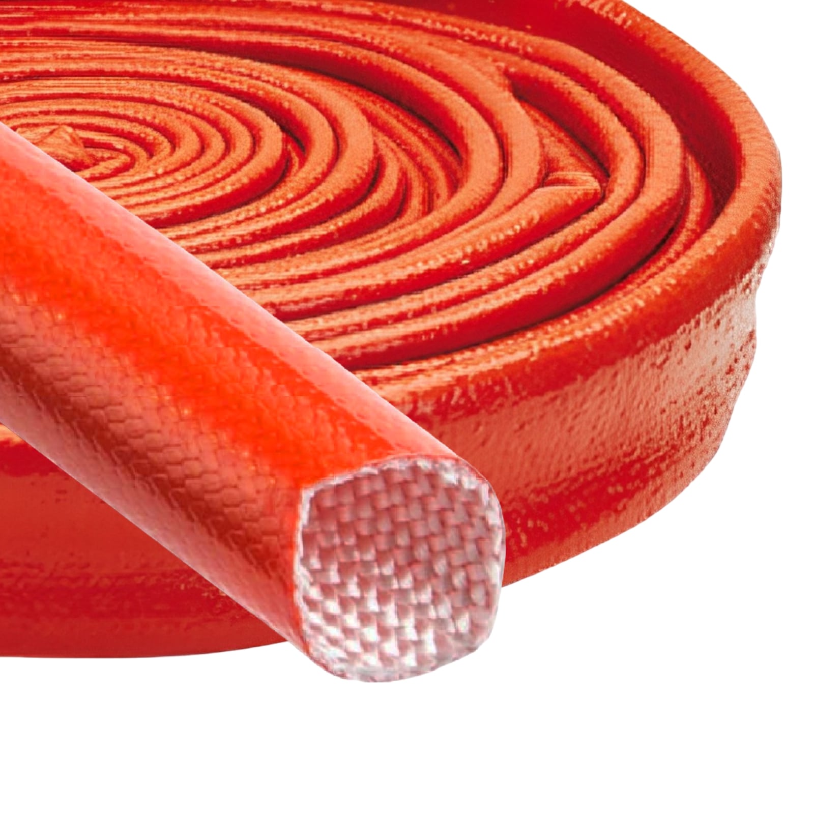 127 x 6,0 mm Feuer Flamm Brand Schutz Schlauch Silikon Fiberglas DN rot EN 45545 DIN5510-2 - 15 m