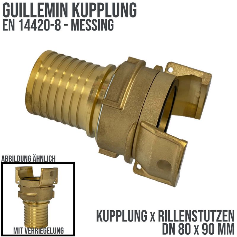 DN 80 Guillemin Kupplung Verriegelung Rillen Stutzen Tülle 90 mm Sicherungsbund Messing - PN 16 bar