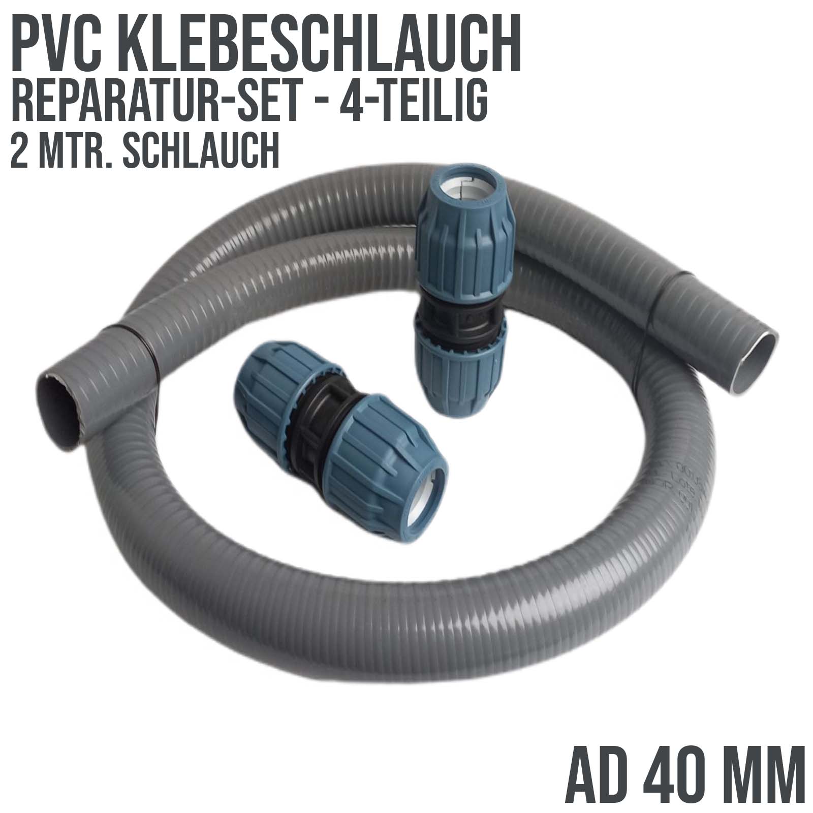 Rep.Set PVC-Klebeschlauch PE 40mm - 2 mtr.  (3-teilig)