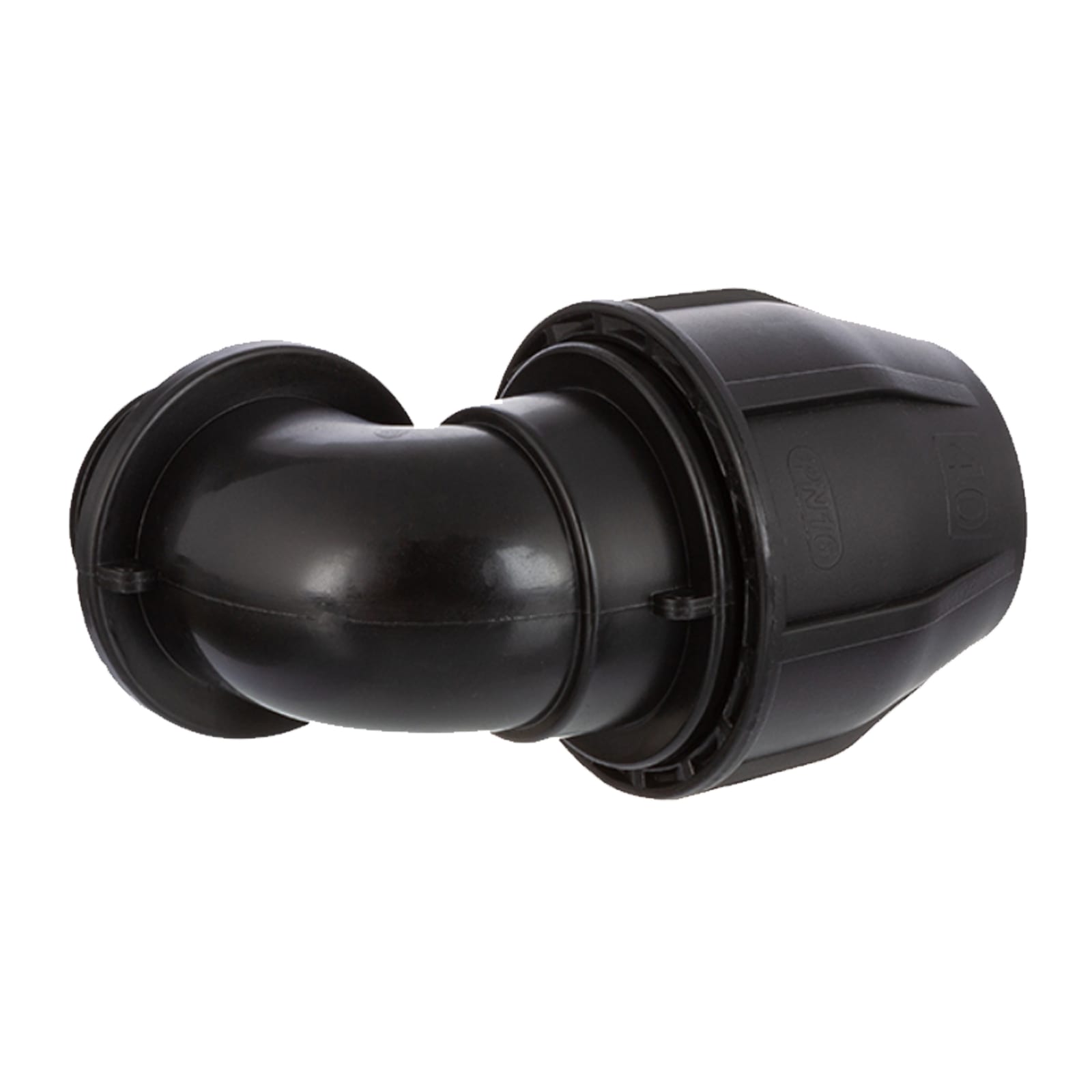 63 mm x 1 1/2" PE PP Fitting Klemm Verbinder Verschraubung Rohr Winkel 90° x AG schwarz - PN 16 bar 