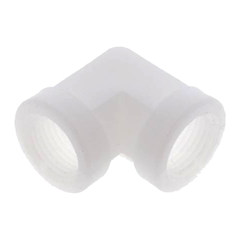 1/2" PP Gewinde Fitting FDA Winkel 90° 2-fach Innengewinde Verbinder weiß - PN 10 bar