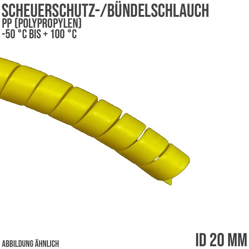 20 x 24 mm PP Scheuer Schutz Kabel Bündel Schlauch gelb