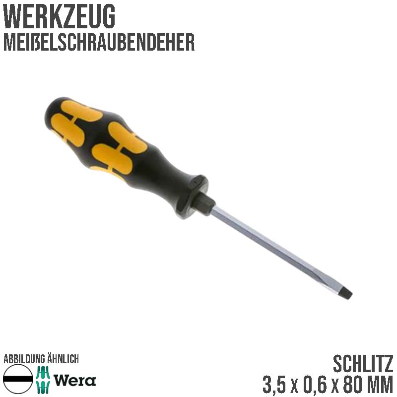 3,5 x 0,6 x 80 mm Schlitz Schrauben Meißel Dreher Zieher -  Wera Kraftform Plus 900
